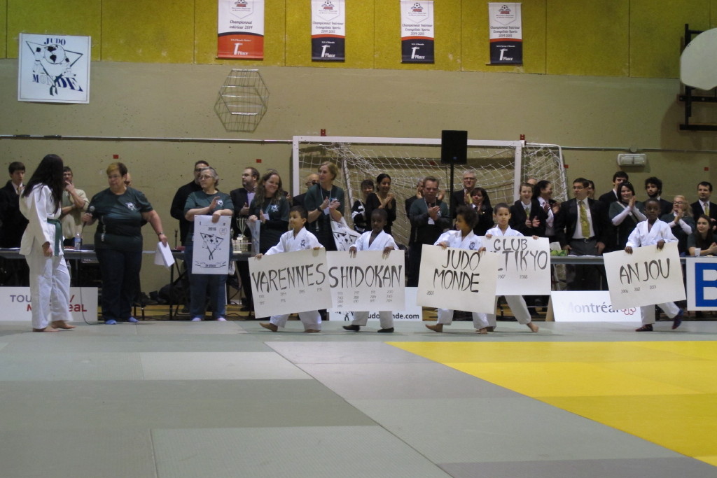 Des jeunes judokas du club portent les noms des clubs qui ont déjà gagné la Coupe Gadbois